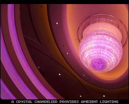 Planet Hollywood Brings Out The Stars For Grand Opening - color-changing crystal chandelier [photo: M. Snow]