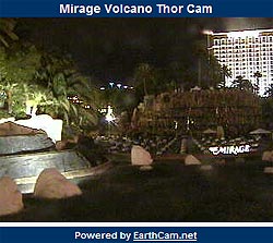Mirage Las Vegas volcano webcam at night